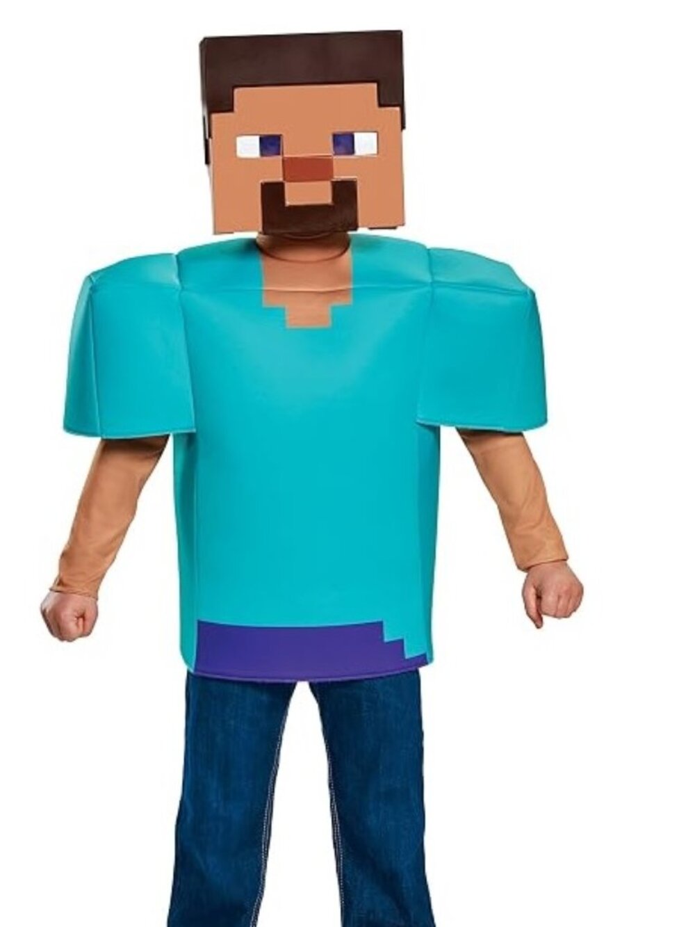 Boys Disguise Minecraft Steve Classic Costume Size Medium 8/10 Shirt Mask NWT